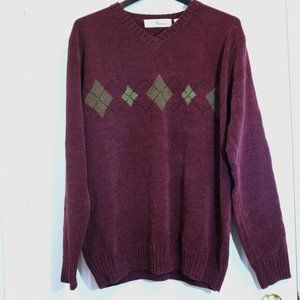 COPY - Vintage Penmans berry Crewneck Pullover Argyle chenille Sweater Mens XL
